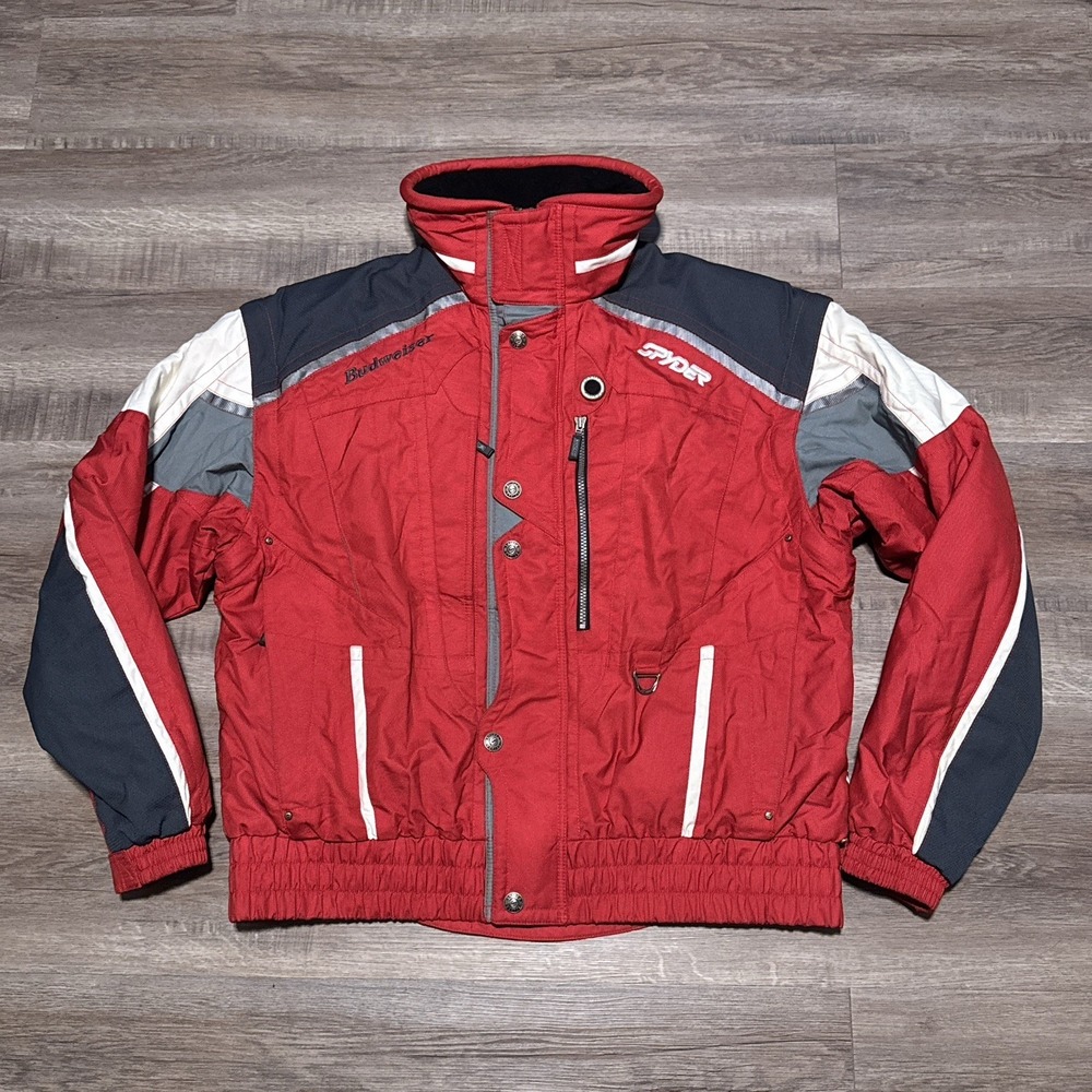 Vintage Spyder Budweiser Thinsulate Ski Snowboarding Jacket Coat Work Mens XL